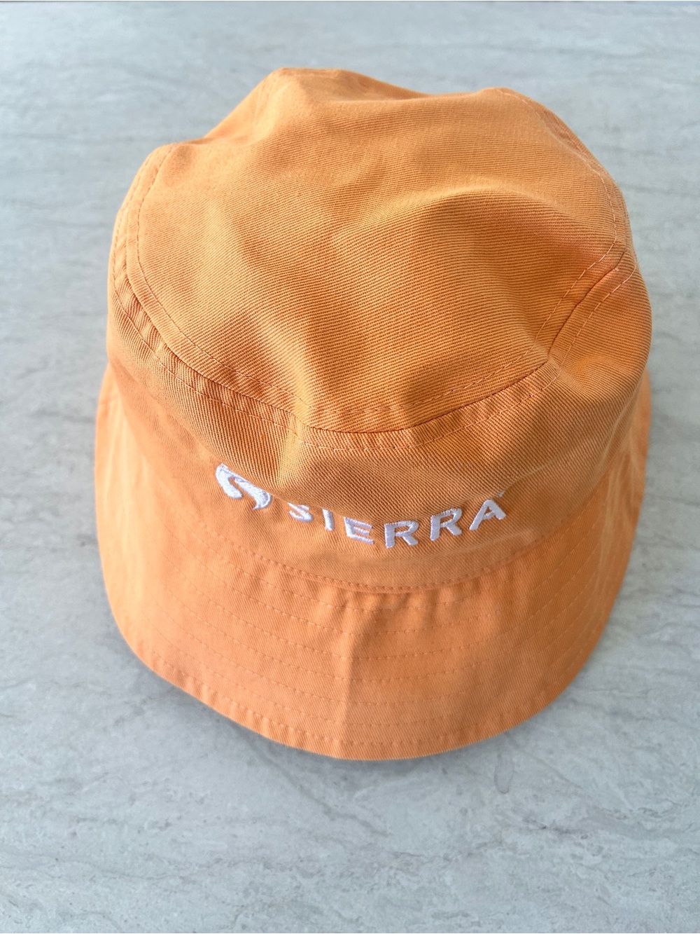 Orange Bucket Hat with White Sierra Embroidery